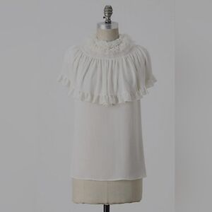 Anthropologie Mise en Scene by Ruffian Marscapone Silk Blouse